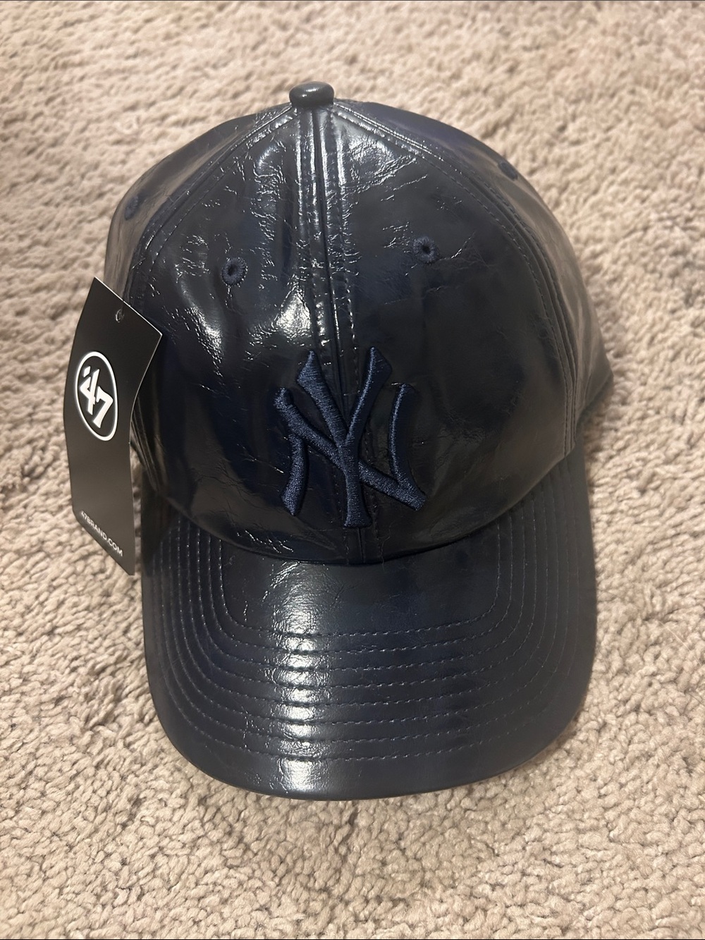 47 Navy New York Yankees Faux-Leather Cap